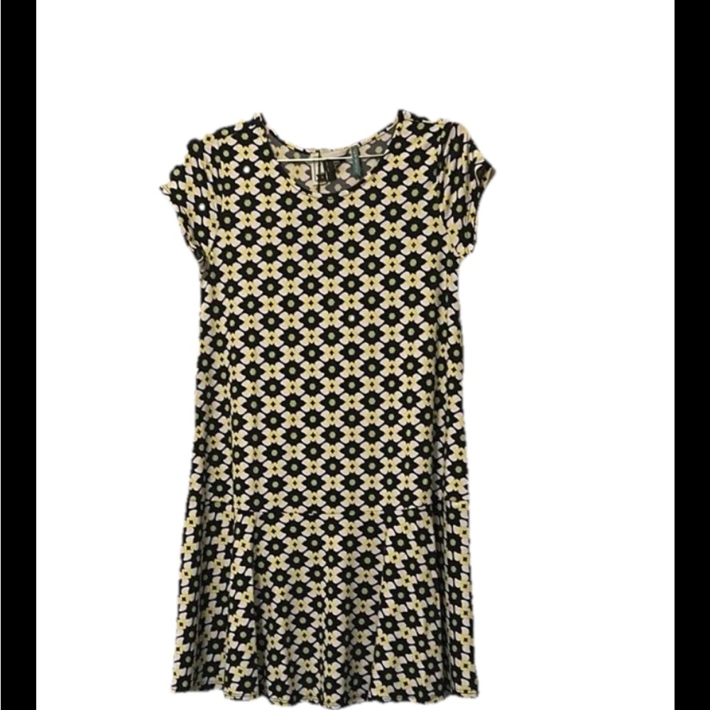 Leota Geometric Dress in Navy and Yellow